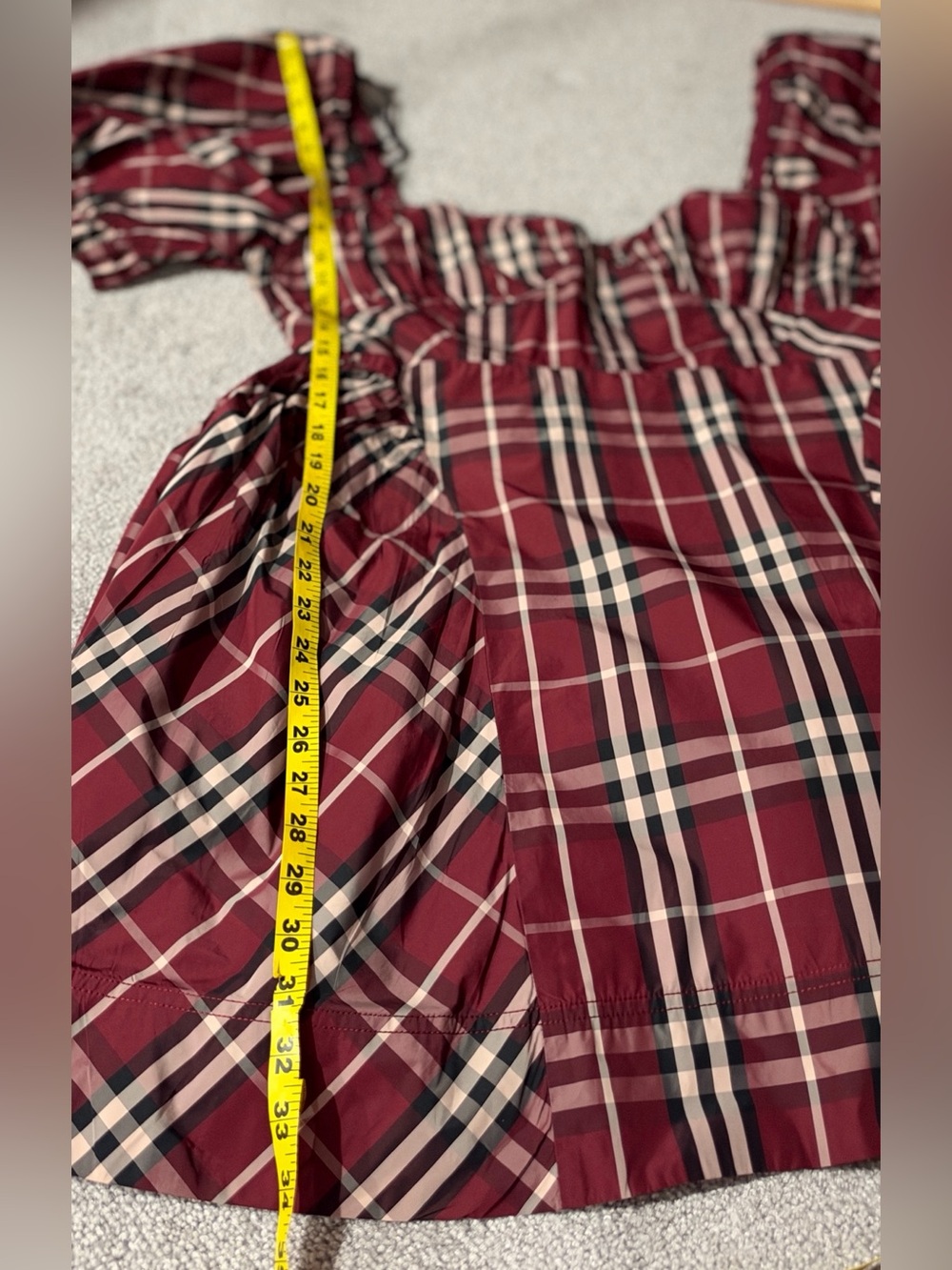 Anthropologie Maeve Puff Sleeve Burgundy Plaid Mini Dress XL - Picture 10 of 10